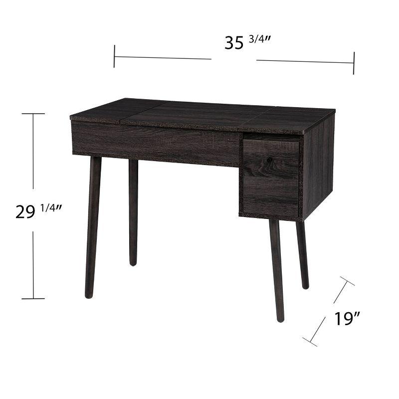 Harzen Storage Vanity with Mirror Black - Holly & Martin: Hidden Compartment, Telescoping Legs