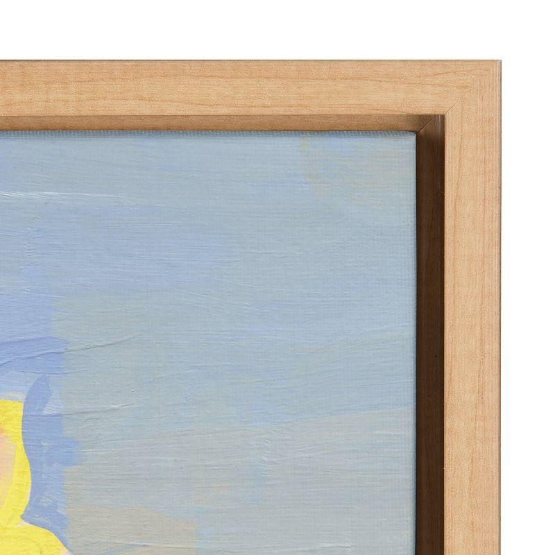 April Morning Floral Abstract Canvas Print with Natural Frame