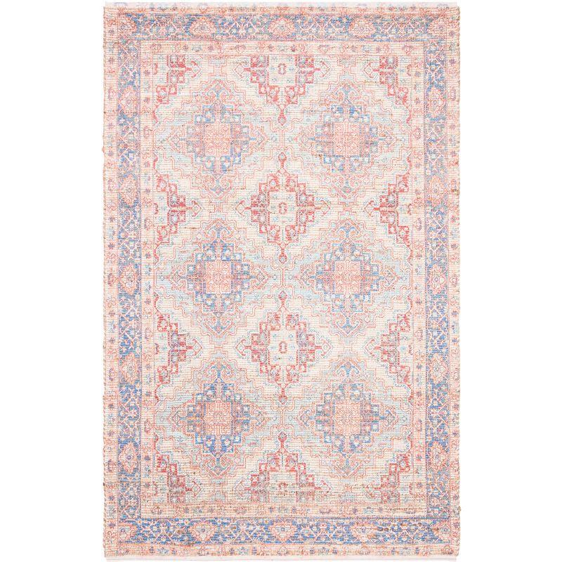 Saffron SFN510 Hand Loomed Area Rug - Blue/Rust - 5'x8' - Safavieh.