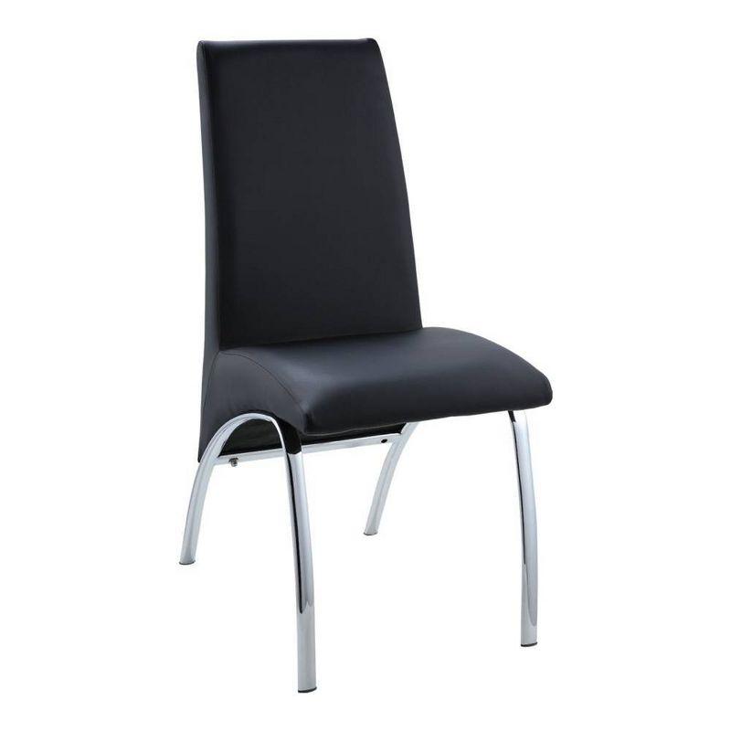 Set of 2 17" Pervis PU Dining Chairs Black/Chrome - Acme Furniture