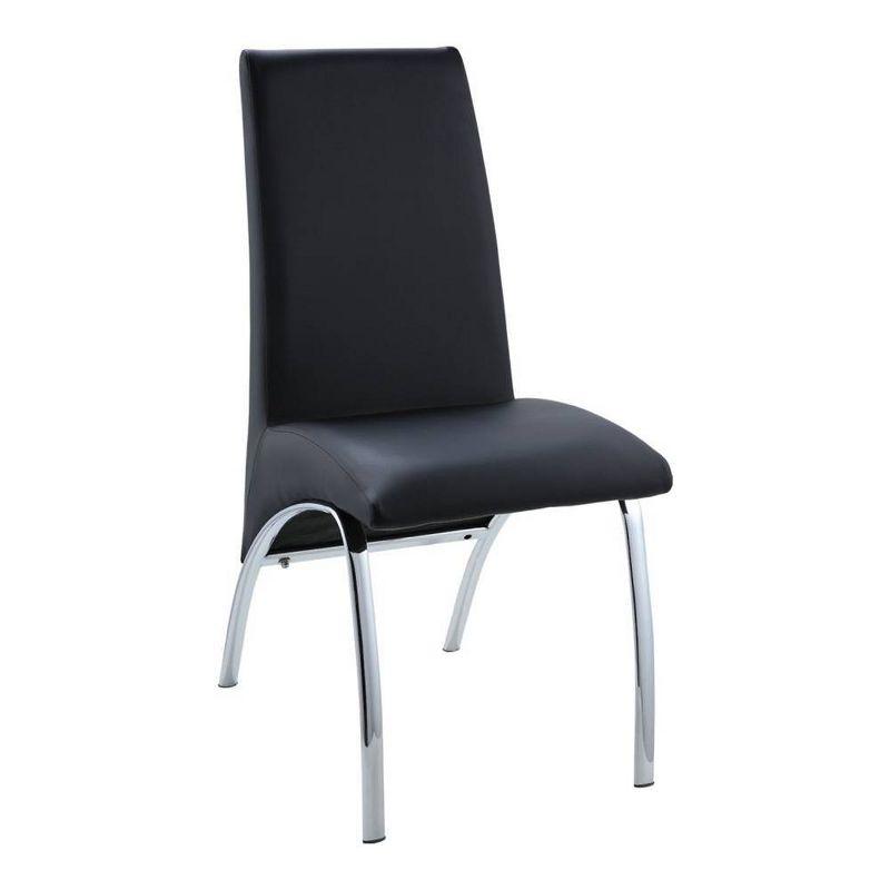 Black Faux Leather Upholstered Side Chair with Chrome Legs