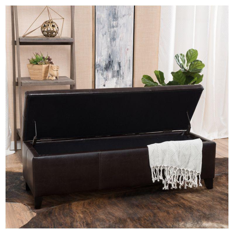 Lucinda Faux Leather Storage Ottoman Bench - Christopher Knight Home