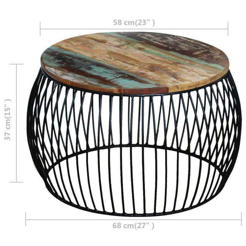 vidaXL Coffee Table Round Solid Reclaimed Wood 26.8 in.x14.6 in.