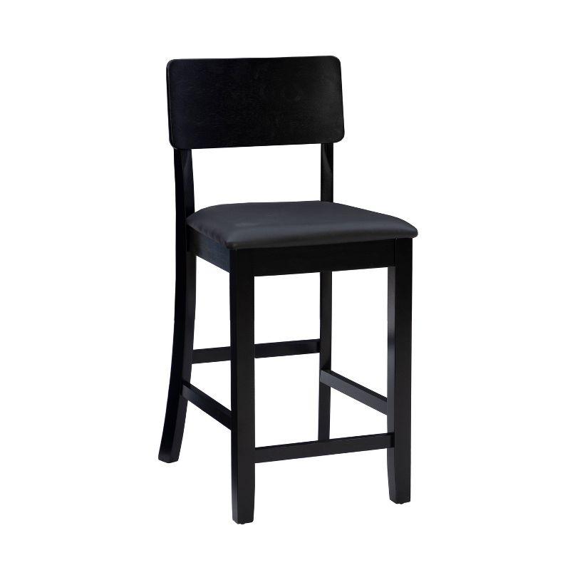 Linon Torino Faux Leather Contemporary 24" Padded Seat Counter Height Barstool Hardwood/Black: Modern Design, Solid Back