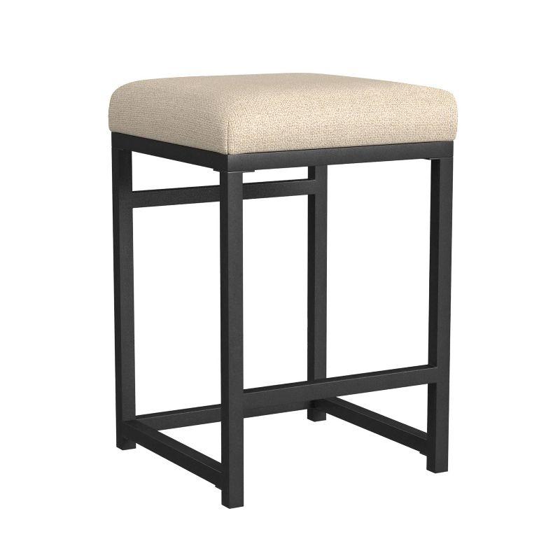 24" Open Back Metal Counter Height Barstool Light Tan - HomePop: Upholstered Rectangle Seat, Industrial Style