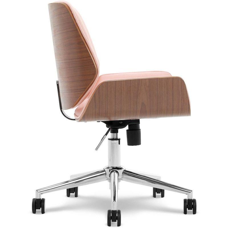 Ophelia Bentwood Task Chair French Pink - Adore Decor: Upholstered, Adjustable Height, with Casters/Wheels