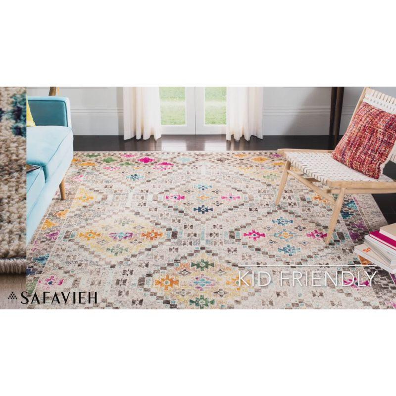 Madison MAD418 Power Loomed Indoor Area Rug - Blue/Yellow - 6'7" Round - Safavieh