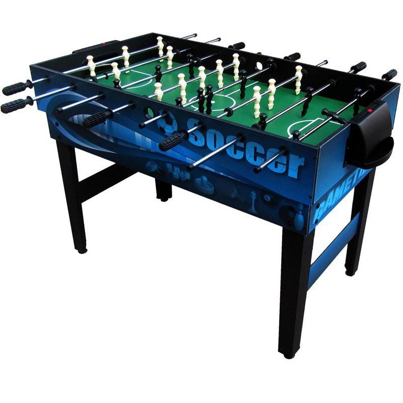 Sunnydaze Multi-Game Table with Billiards, Hockey, Foosball, Ping Pong, Shuffleboard, Chess, Cards, Checkers, Bowling, and Backgammon - Game Time Blue