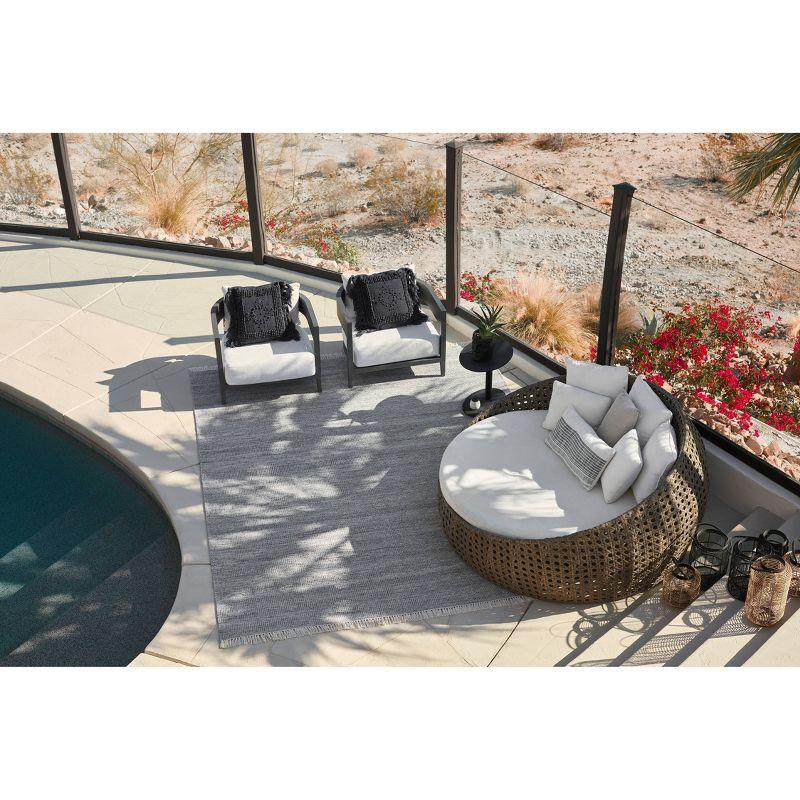 Momeni 8'x10' Cove Solid Performance Handwoven Indoor/Outdoor Area Rug Silver: Abstract Rectangle, Low Pile, Recycled PET