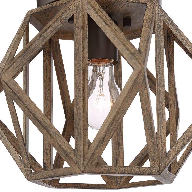 Possini Euro Design Moorcroft Rustic Farmhouse Ceiling Light Flush Mount Fixture 12 1/4" Wide Oil Rubbed Bronze Painted Wood for Bedroom Living Room