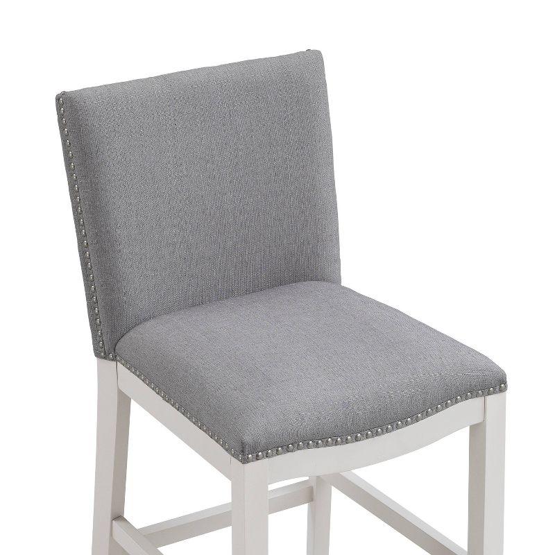 Comfort Pointe Arissa Counter Height Barstool Gray: Upholstered, Nailhead Trim, Wood Legs, Foam Fill