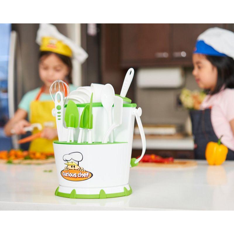 Curious Chef 30-Piece White and Green Kids Cookware Set