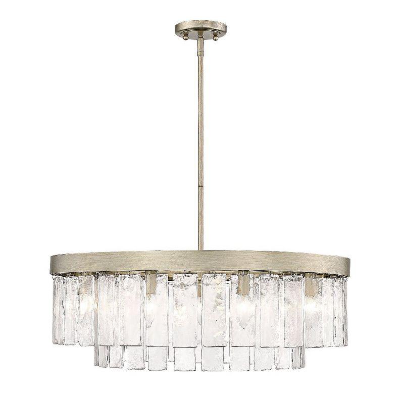 Golden Lighting Ciara 9-Light Chandelier in White Gold with Hammered Water Glass
