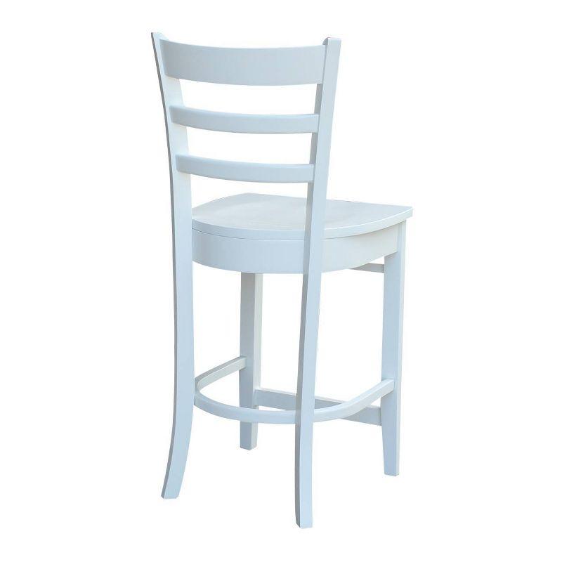 24" Emily Counter Height Barstool White - International Concepts: Hardwood Frame, Ladder-Back Design, Kitchen-Compatible