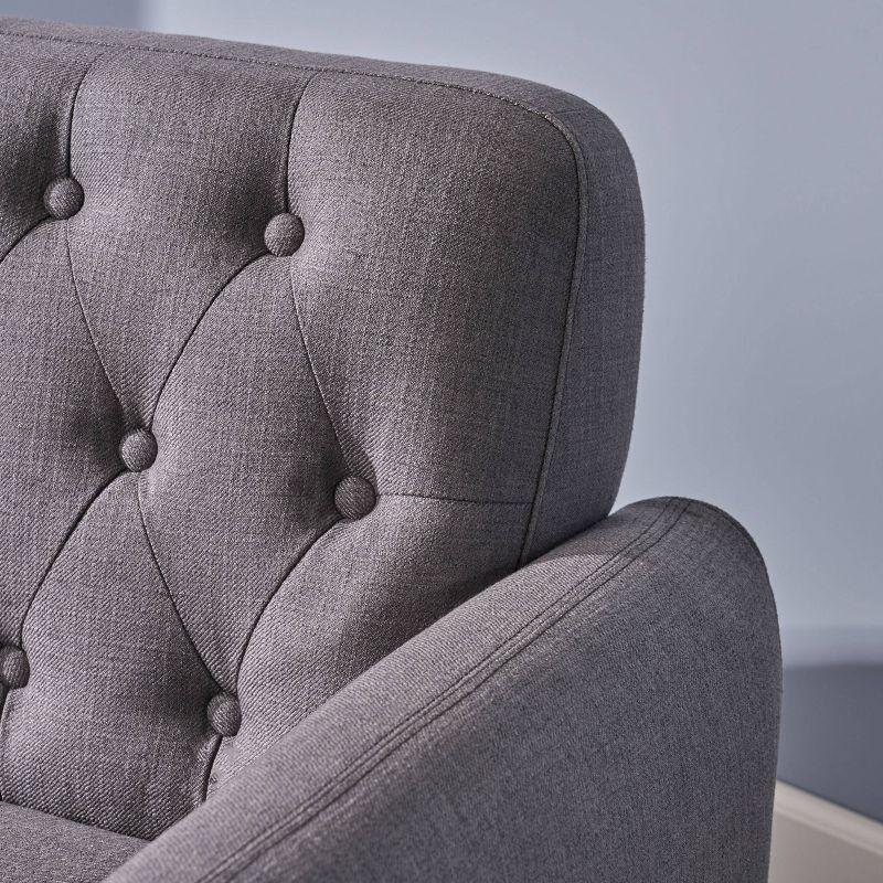 Bernice Petite Mid Century Modern Tufted Sofa Dark Gray - Christopher Knight Home: Comfortable Loveseat, Space-Saving Design