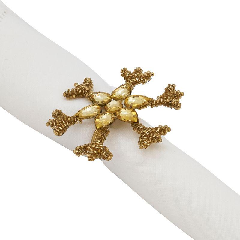 Saro Lifestyle Holiday Napkin Rings With Beaded Snowflake Design (Set of 4)