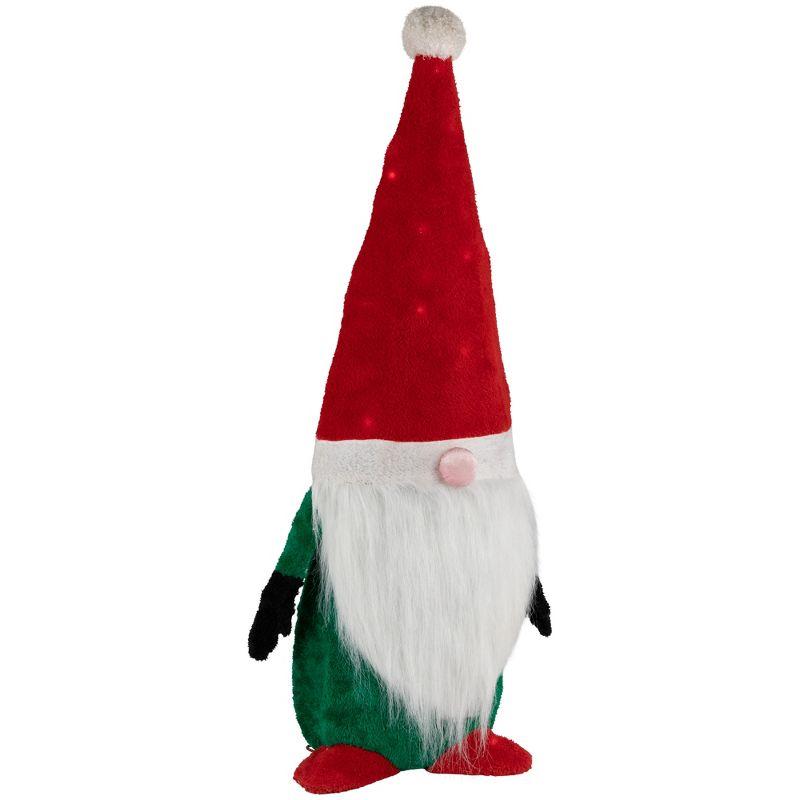 Lighted Red and Green Christmas Gnome Yard Decoration 35-inch