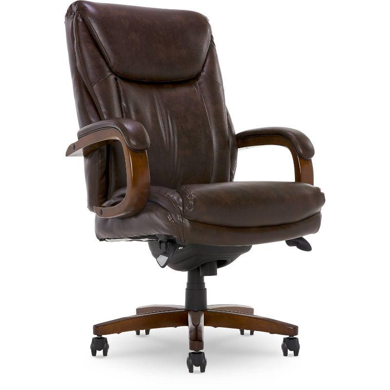 La-Z-Boy La-Z-Boy Edmonton Big & Tall Executive Office Chair, ComfortCore with Memory Foam Cushions, Real Wood Arms and Base, Waterfall Seat Edge, Bonded Leather