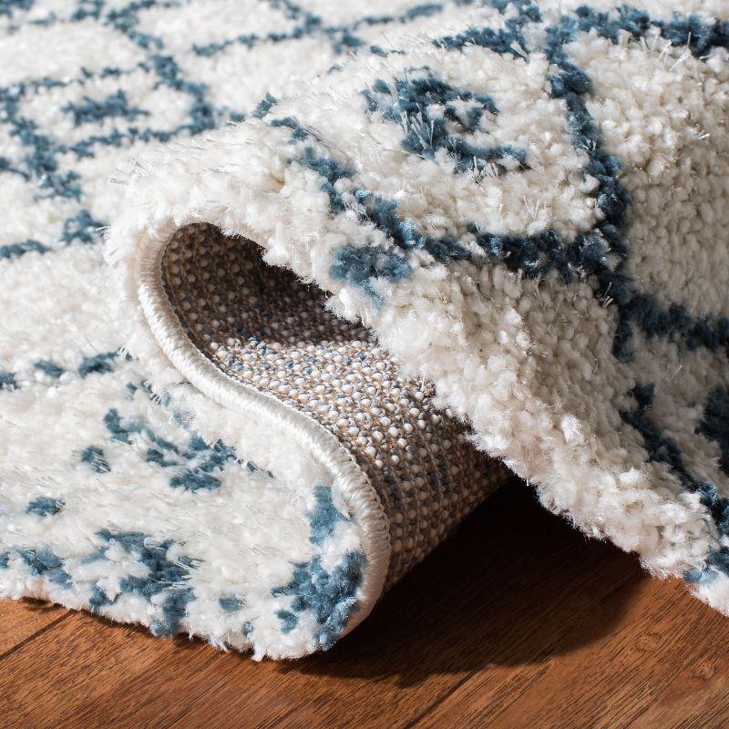 Berber Fringe Shag BFG519 Power Loomed Indoor Runner Rug - Cream/Blue - 2'2"x10' - Safavieh