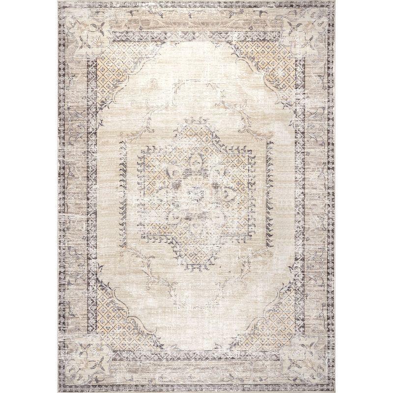 Nuloom Glenda Machine Washable Faded Medallion Indoor Area Rug