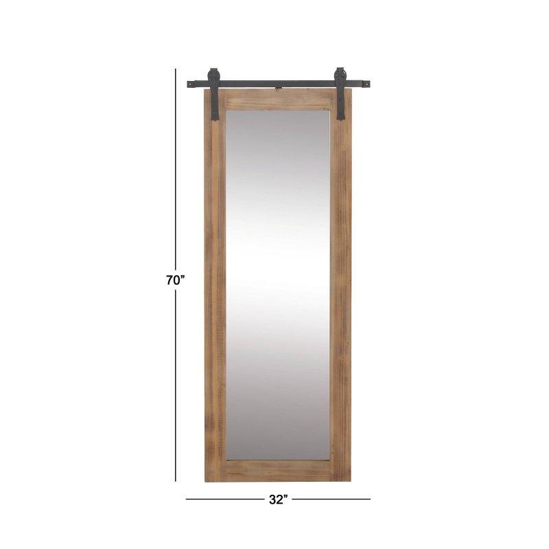 71" x 34" Wood Wall Mirror with Metal Hanging Rod Brown - Olivia & May: Industrial Style, No Assembly Required