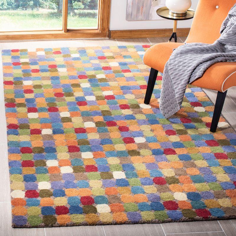 Handmade Multi-Color Wool and Viscose Polka Dot Area Rug