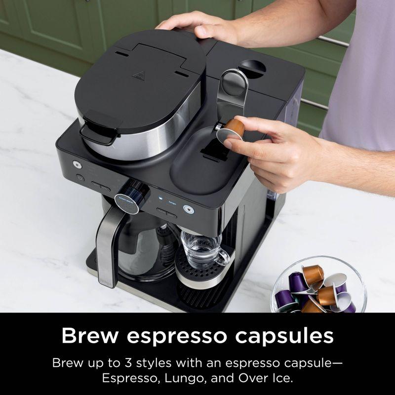 Ninja 12c/Single-Serve Espresso & Coffee Barista System – CFN601: Stainless Steel, Dishwasher-Safe, 60oz Capacity