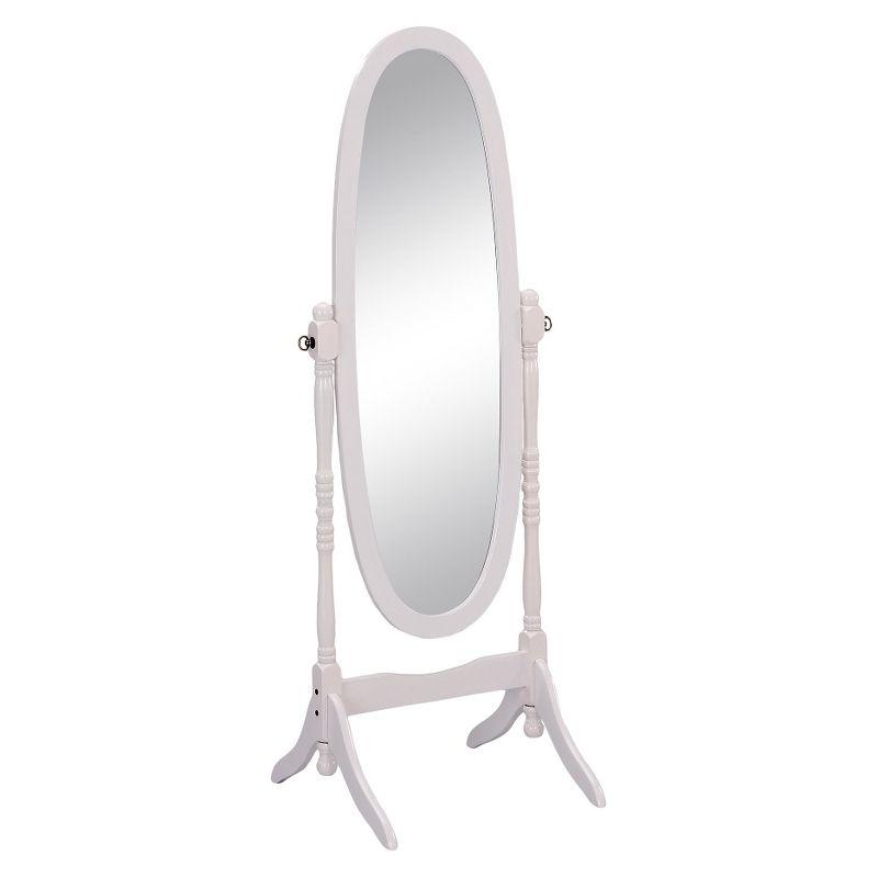 Elegant Oval White Wood Full-Length Freestanding Mirror