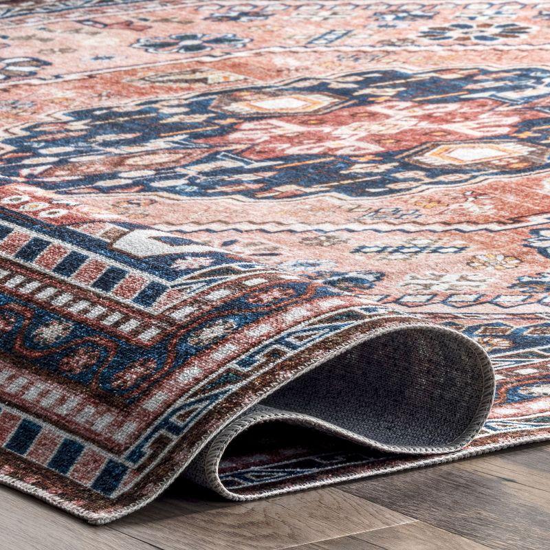 Nuloom Nevaeh Pet Friendly Machine Washable Bohemian Medallion Area Rug, 3' x 5', Dark Blue