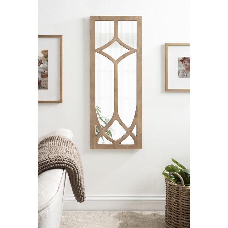 Natural Wood Cathedral-Style Rectangular Wall Mirror