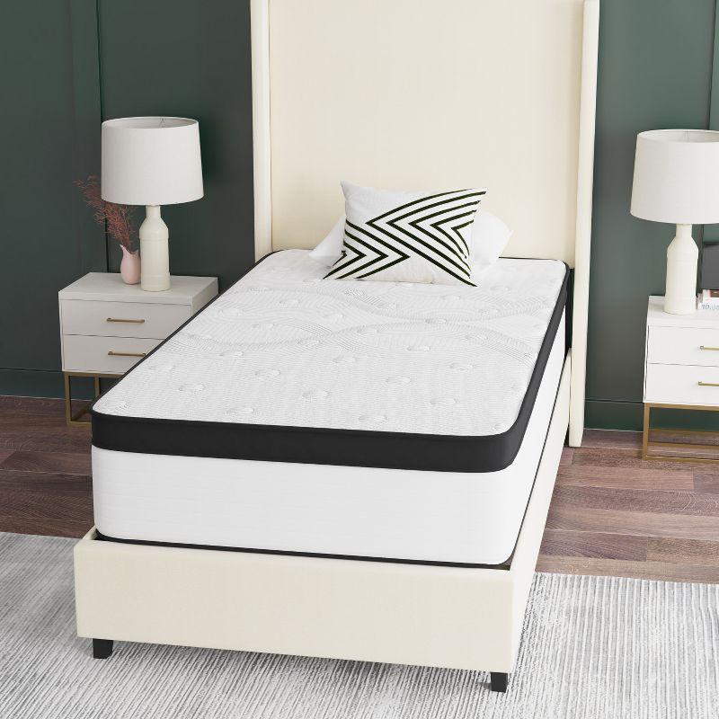 Emma and Oliver Hybrid Mattress in a Box with CertiPUR-US Certified Foam, Pocket Spring Core & Knit Fabric Top for All Sleep Positions