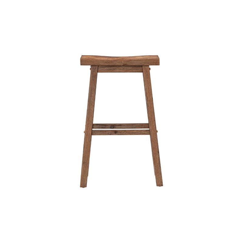 Set of 2 29" Sonoma Wire-Brush Saddle Barstools Barnwood - Boraam: Solid Acacia, Footrest