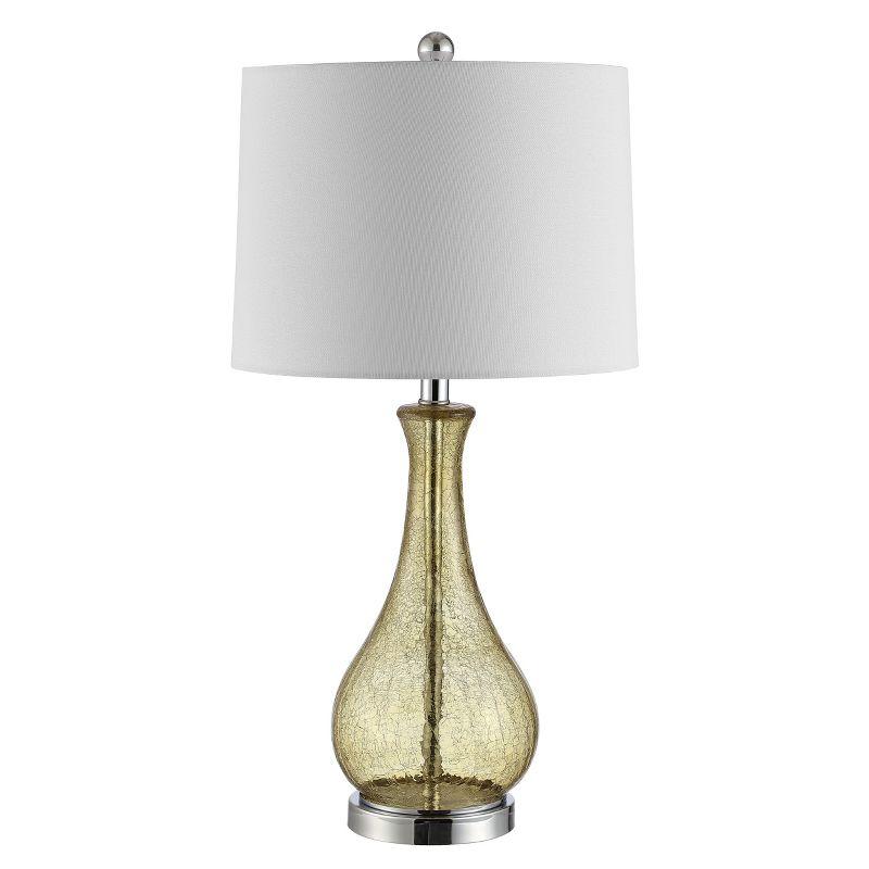 Amber Crackle Glass Table Lamp with White Cotton Shade