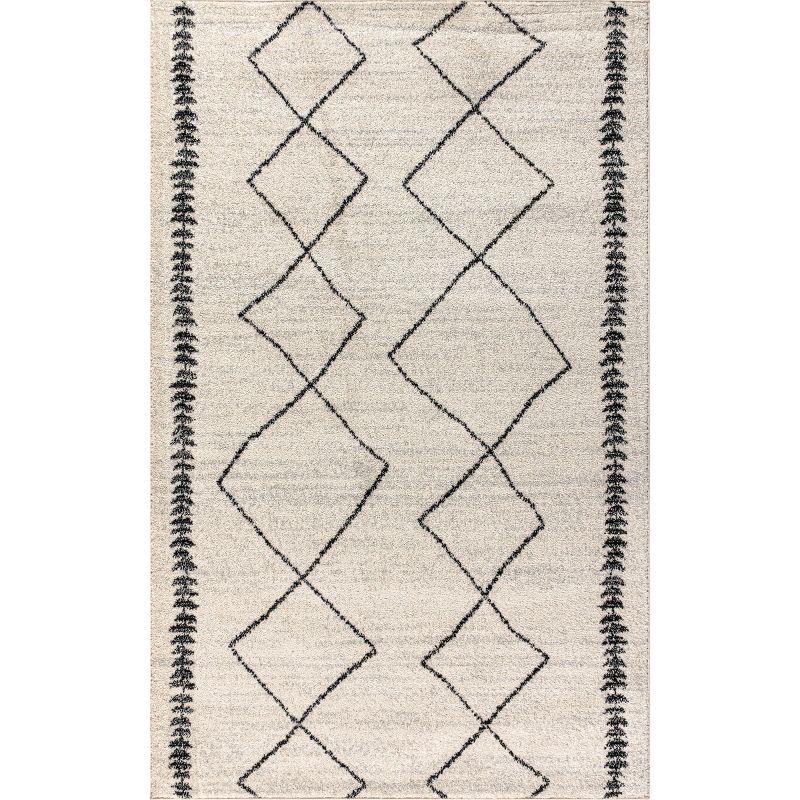 Zaina 8' x 10' Black and Cream Geometric Synthetic Area Rug