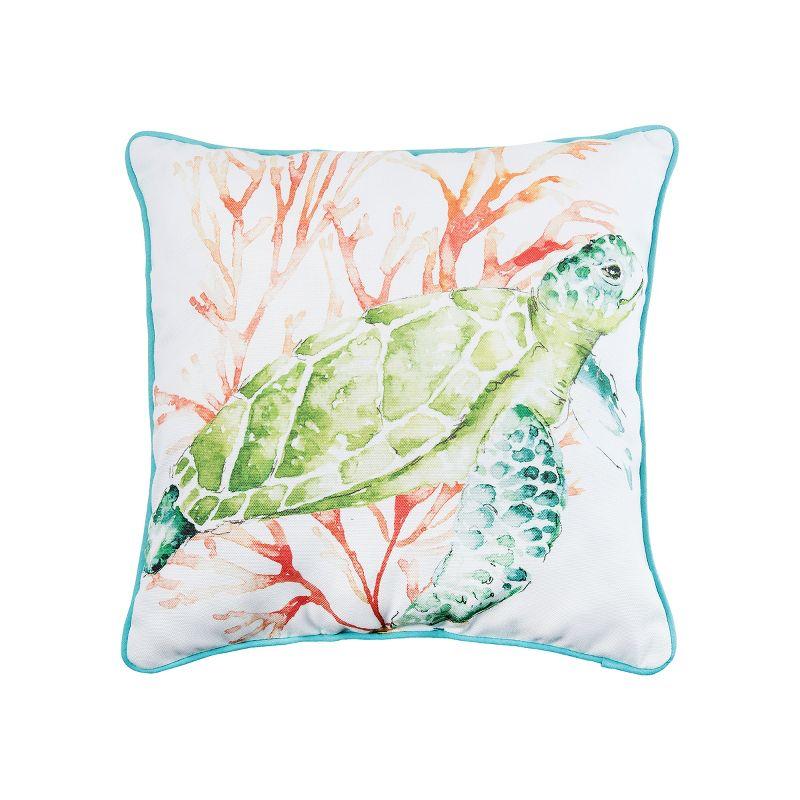 Chandler Colorful Sea Turtle Printed Throw Pillow