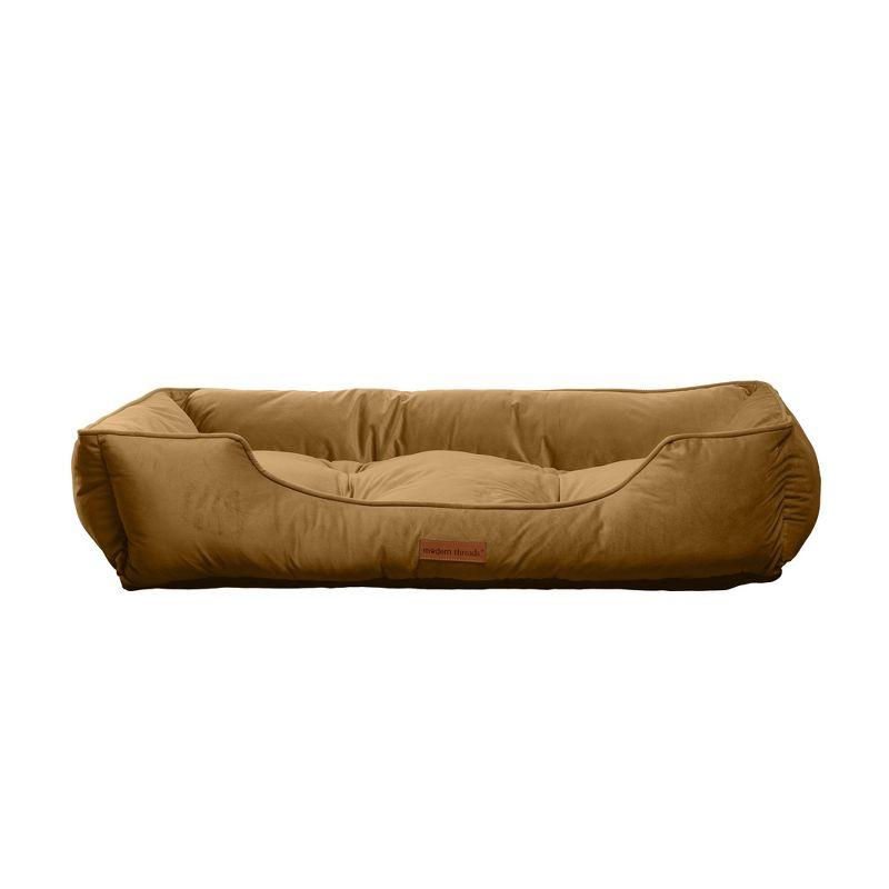 Modern Threads Medium Luxury Velvet Tufted-Style Dog Bed, Caramel