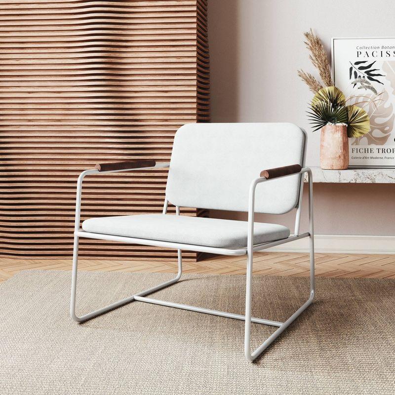 2.0 Whythe Low Accent Chair White - Manhattan Comfort: Faux Leather, Steel Legs, No Assembly Required