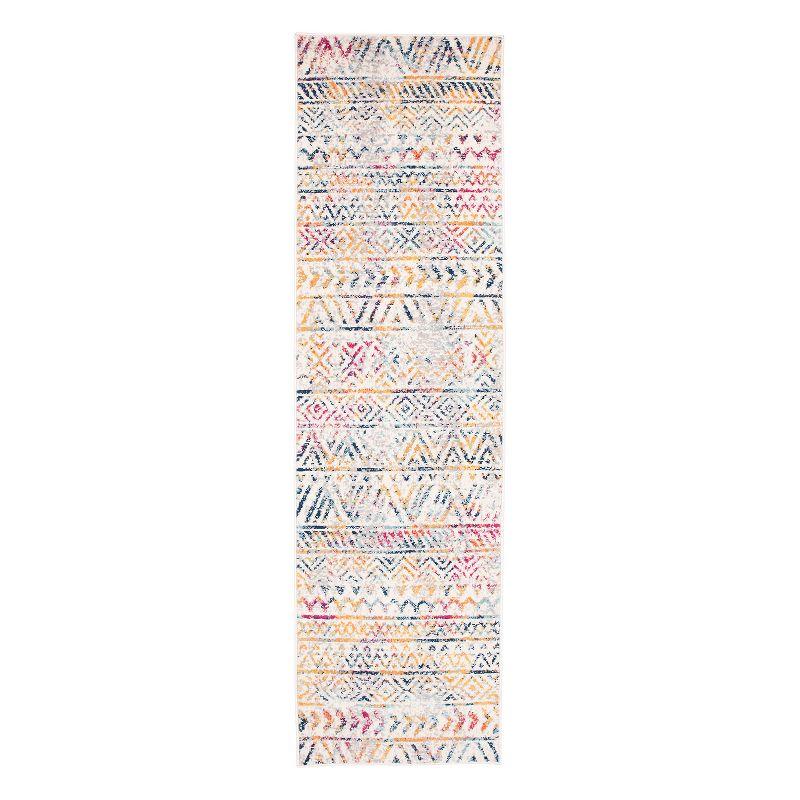 World Rug Gallery Geometric Distressed Bohemian Multicolored 2' x 7' Runner Rug