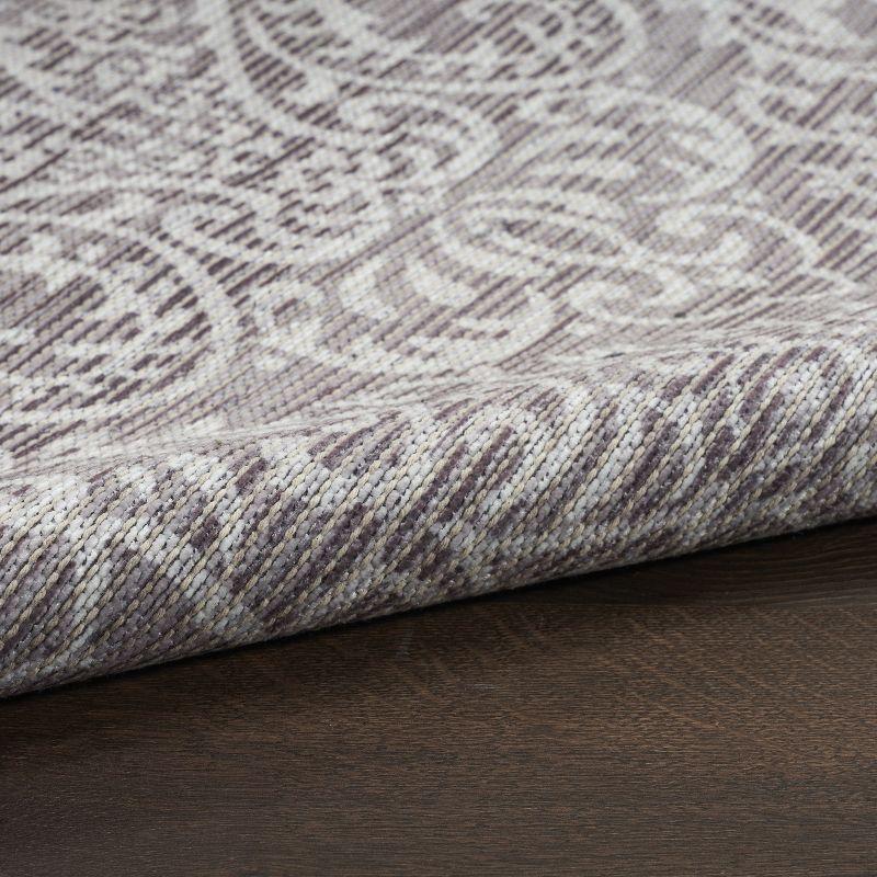 Damask Machine Washable Brown Area Rug