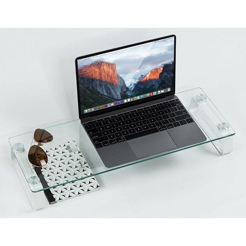 Mount-it Mount-It! Glass Desktop Monitor Stand Riser, 22 Inches Wide Clear Tempered Glass Hold Up to 44 Lbs.