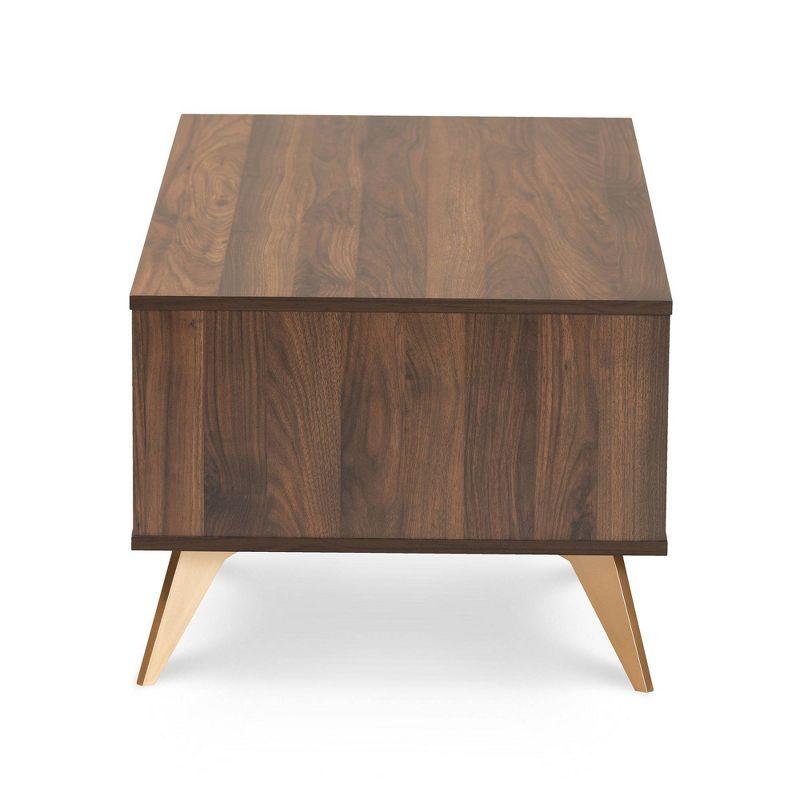 Edel Mid-Century Modern Coffee Table Walnut/Brown/Gold - Baxton Studio