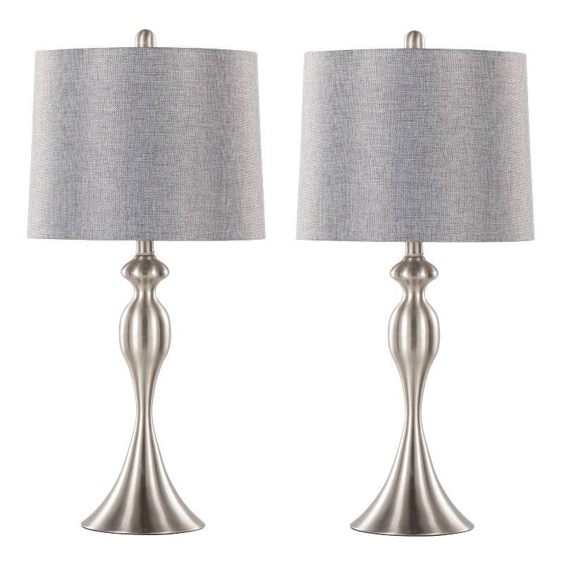 Ashland 27" Brushed Nickel Table Lamps with Gray Linen Shades, Set of 2