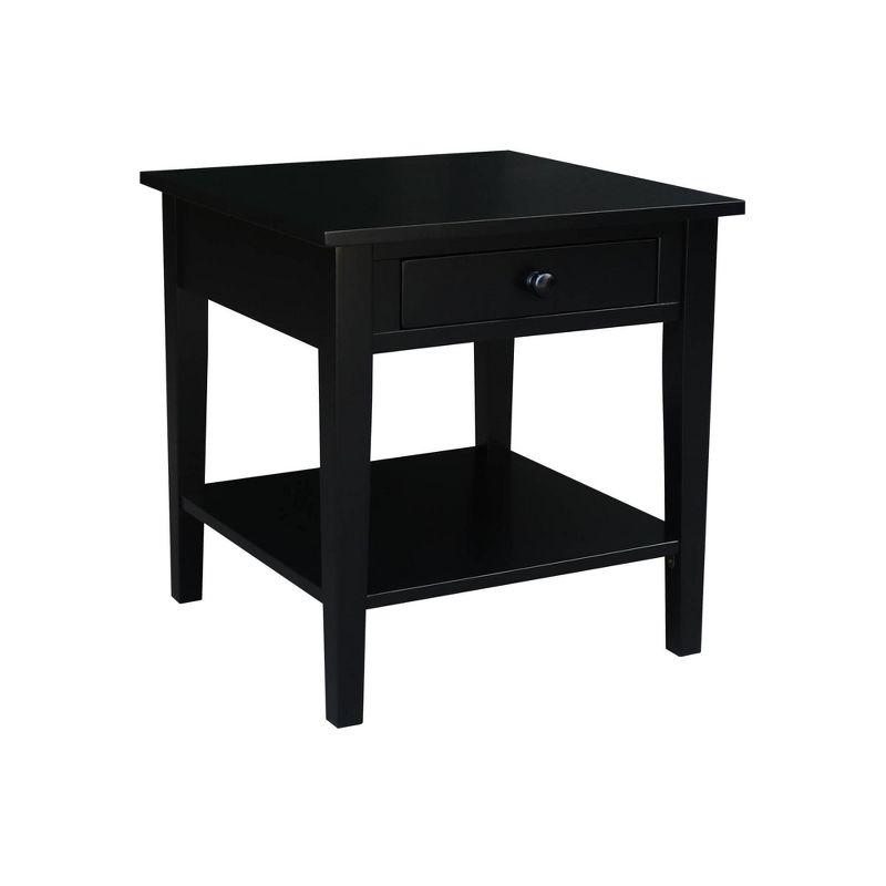 Black Solid Wood Square End Table with Storage, 24x24