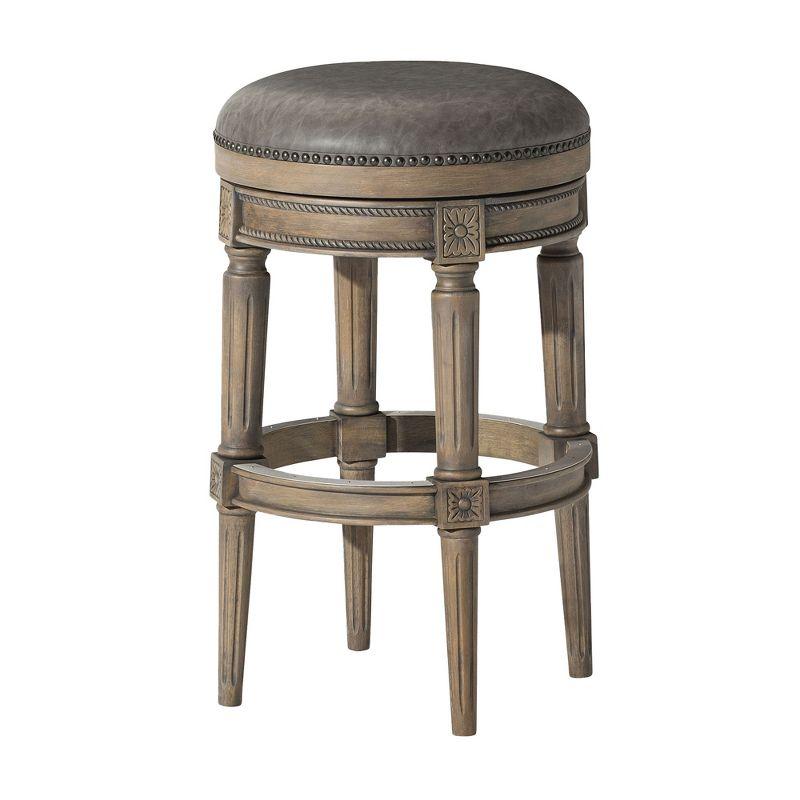 Maven Lane Pullman Backless Bar Stool with Vegan Leather Upholstery