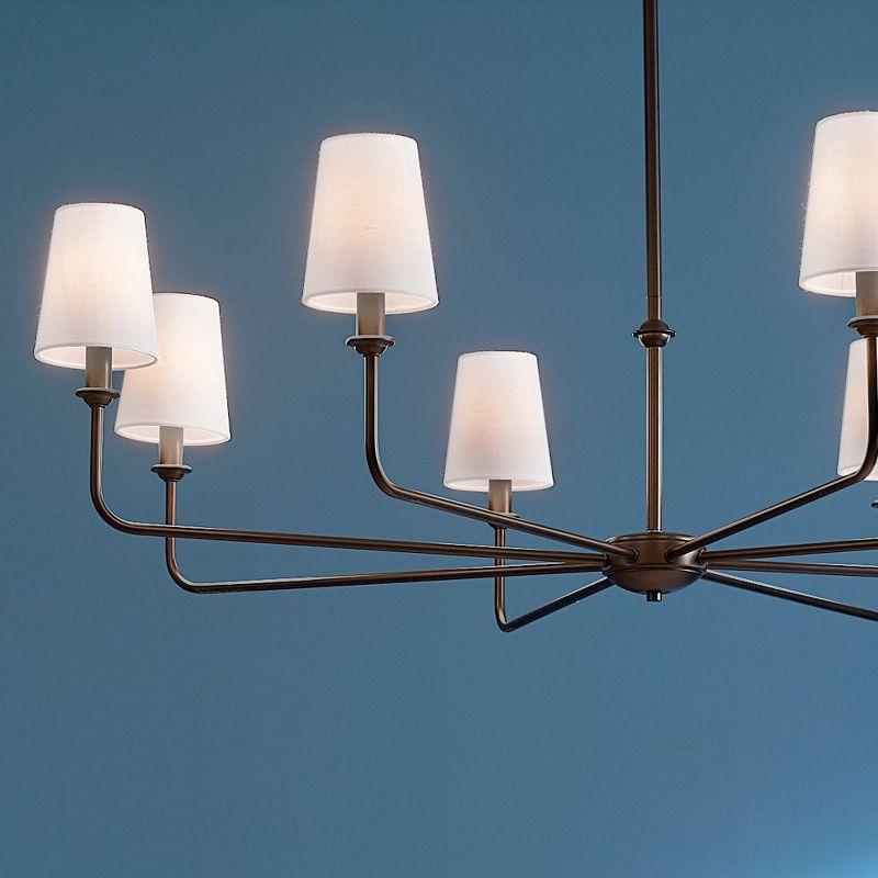 Classic 8 Light Chandelier with White Linen Shades