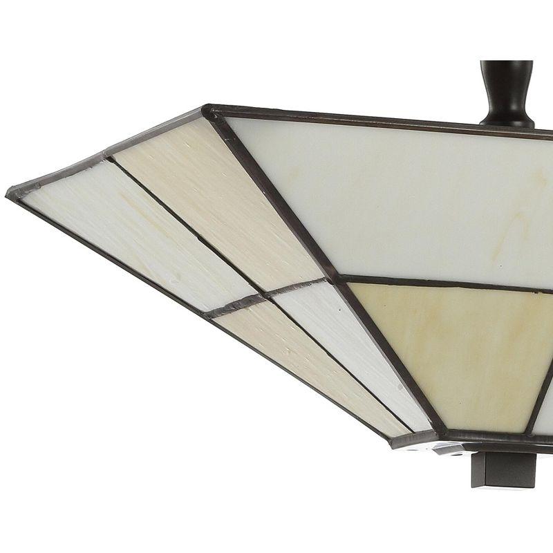 JONATHAN Y Juliana 15.7" Tiffany-Style Glass/Metal LED Semi-Flush Mount, White/Cream