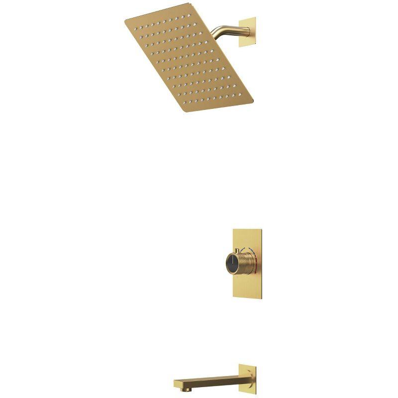 EVERSTEIN AquaSpa Shower Faucet Set with Tub Spout, 8-Inch Rain Shower Head with Valve SFS-1035-GD8