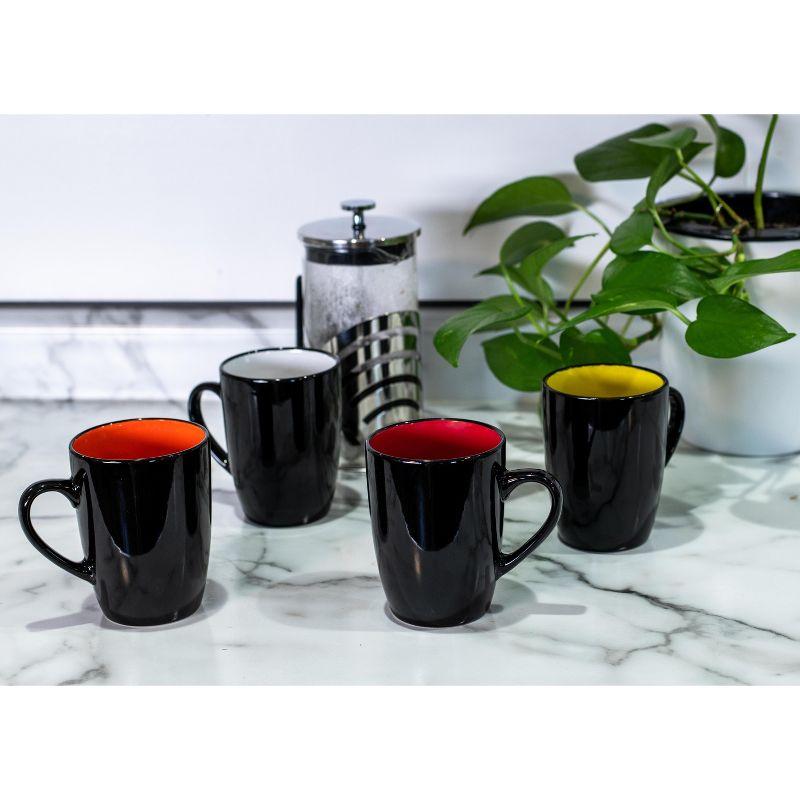 Elanze Designs Color Pop Warm Red Orange Yellow 16 ounce Glossy Ceramic Mugs Assorted Set of 4