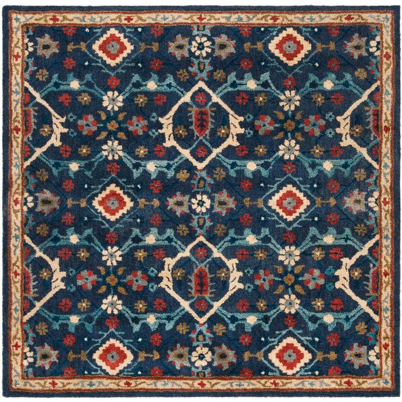 Heritage HG416 Hand Tufted Area Rug - Navy/Multi - 6'x6' - Safavieh.