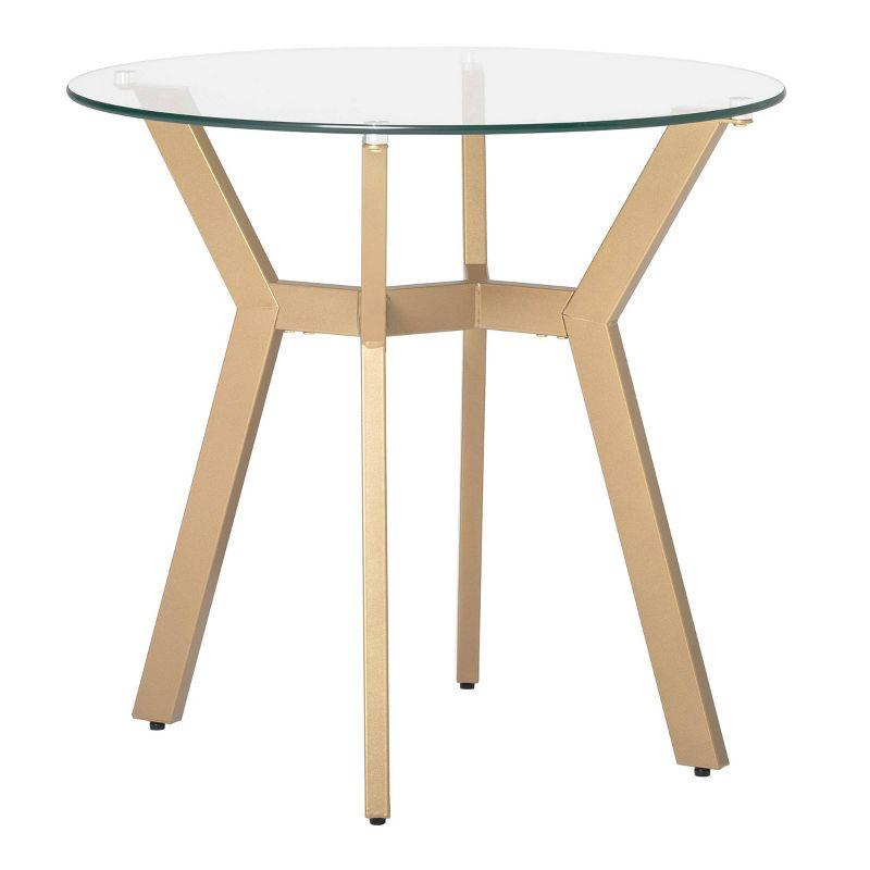 24" Architect Round End Table Gold/Clear Glass - Studio Designs Home: Mid-Century Modern, Tempered Top
